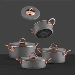 سرویس قابلمه لعابی هشت پارچه NEVA رنگ طوسی کد ...