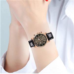 Fashion Geneva Roman Numerals Faux Leather Analog Quartz Women Wrist Watch for Men Women Bracelet Watch 