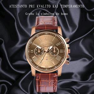 Fashion Geneva Roman Numerals Faux Leather Analog Quartz Women Wrist Watch for Men Women Bracelet Watch 