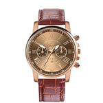 Fashion Geneva Roman Numerals Faux Leather Analog Quartz Women Wrist Watch for Men Women Bracelet Watch