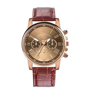 Fashion Geneva Roman Numerals Faux Leather Analog Quartz Women Wrist Watch for Men Bracelet 