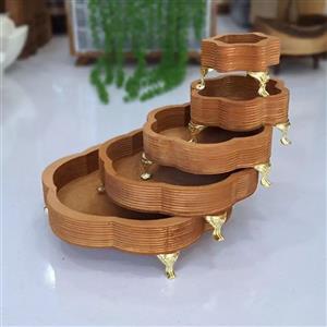 سینی پذیرایی 5تکه طرح گل پایه دار سینی مزه خوری 5تکه پایه دار ست پذیرایی چوبی پایه دار ست پذیرایی پایه دار طرح گل