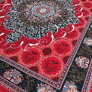 فرش لاکی ماشینی 12 متری چکاوک دور مشکی 400شانه تراکم 700 جنس بی سی اف فرش کاشان