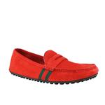 Gucci Driver Loafer Red Suede Shoes GRG Web Detail 407411 6460