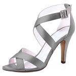 ElegantPark Women High Heel Shoes Open Toe Cross Strap Satin Wedding Dress Sandals