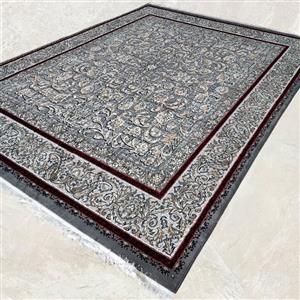 قالی کاشان ماشینی نقشه سیلور رنگ فیلی سایز 12 متری نخ بی سی اف با ضخامت زیاد 