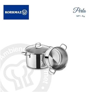 سرویس بخارپز  استیل کروکماز ترکیه سایز 20 مدل 1521 طرح پرلا