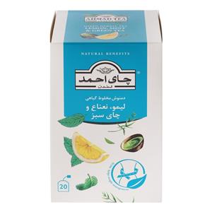 دمنوش لیمو نعناع و چای سبز احمد - 30 گرم بسته 20 عددی