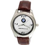 mbz BMW Motorrad Quartz Round Sport Watch Brown Band + Spare Battery + Gift Bag