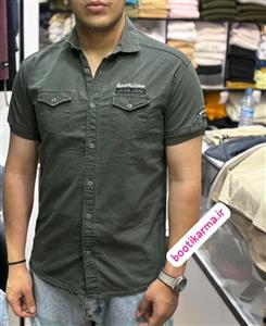 پیراهن کتان مردانه آستین کوتاه رنگبندی کامل  (کتان ترک تنخوری عالی اندامی )
