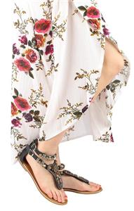 Odema Womens Summer Flat Sandals Bohemian Beads Coin Back Zip Thong Dressy Size 4.5 9 