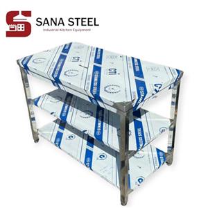 میز کار یک متر و نیم طبقه دار تمام استیل پایه دار (پس کرایه)