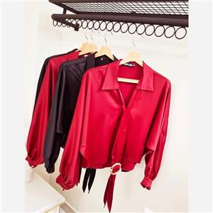 شومیز ساتن گره ای 