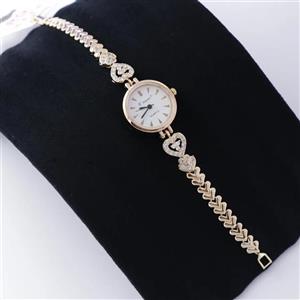 ساعت زنانه مجلسی نگینی بند قلب کوچک طلایی 74144