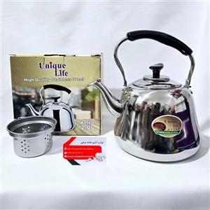 کتری استیل 2لیتری برند یونیک بدنه اهنربا نگیر صوتی تفاله گیر دار