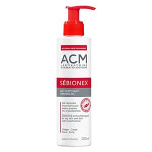 ژل شست‌وشوی صورت ای سی ام مدل Sebionex مناسب برای پوست چرب حجم 200 میلی‌لیتر