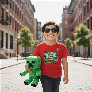 تیشرت زیبای پنبه رنگ قرمز مدل ماینکرافت عدد 5
