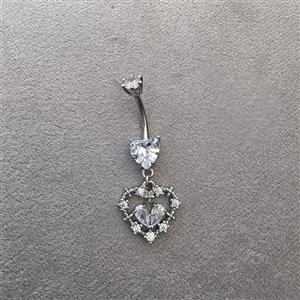 پیرسینگ ناف استیل | طرح آویز قلب نگین دار | برند Accessories