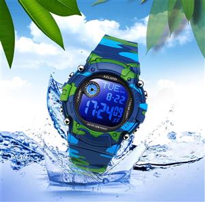 AZLAND 3 Multiple Alarms Reminder Sports Kids Wristwatch Waterproof Boys Girls Digital Watches Camo 