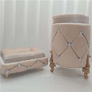 ست جا دستمالی و سطل مخلی لمسه زیبا و شیک