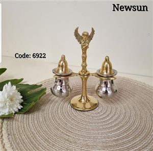 نمکدان و فلفل پاش استند دار هندی برنج نیوسان مدل فرشته کد 6922