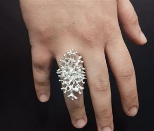 انگشتر نقره مرجان سرخ زیبا 