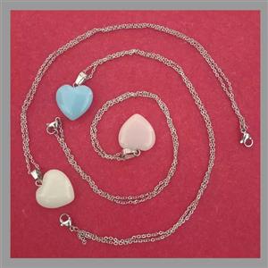 گردنبند قلب سنگی همراه با زنجیر استیل 
