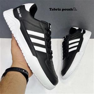 ونس مردانه بزرگپا آدیداس رویه طرح چرم سایز 44 تا 47 مشکی _ تبریز پوش