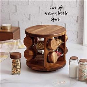 جا ادویه ایستاده گرد گردان 16 تایی چوب رنگ تیره ( چوب آکاسیا) کد 991610 (پس کرایه)