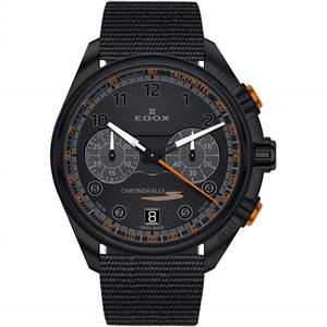 Edox Men's Chronorally-S 43mm Black Nylon Band Steel Case Sapphire Crystal Quartz Watch 09503 37NNONAN NNO 