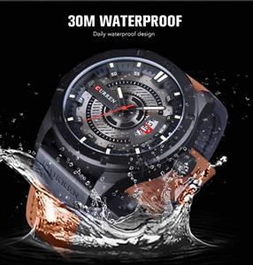 CURREN Red Leather Belt Military Design Calendar Display Mens Sport Watch Casual Fashion Quartz Creative Waterproof Male Clock 