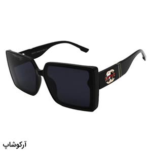 عینک آفتابی مربعی گوچی با فریم مشکی رنگ، از جنس کائوچو و لنز دودی تیره مدل 3374