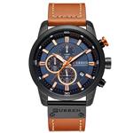 مردانه ساعت Men Leather Strap Military Watches Men's Chronograph Waterproof Sport Wrist Date Quartz Wristwatch Gifts 