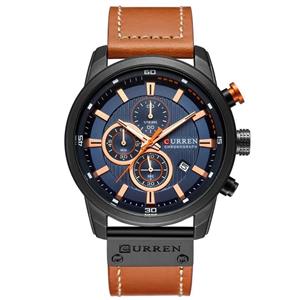 مردانه ساعت Men Leather Strap Military Watches Men's Chronograph Waterproof Sport Wrist Date Quartz Wristwatch Gifts 