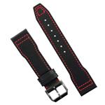B & R Bands 20mm Black Horween Red Stitch IWC Pilot Style Watch Band Strap