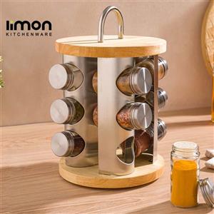 ادویه گردان 12 عددی استیل و چوب لیمون 2347