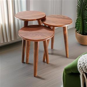 میز عسلی دایره مدل مینیمال 323 کد 12 مجموعه سه عددی