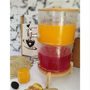 کلمن دوطبقه زیره چوبی کلمن شربت کلمن شیشه ای کلمن شیشه ای پذیرایی کلمن شربت خوری کلمن نوشابه کلمن آبمیوه کلمن آبکز دوطبق