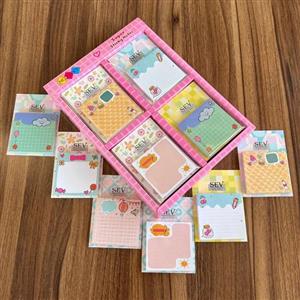 دفترچه چسب دار (استیکی نوت یا پست ایت) 3*3 اینچ فانتزی طرح کلاسیک برند نوتِکست با جعبه رگلامی