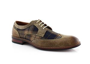 Ferro Aldo Julian MFA19266APL Mens Casual Plaid Wing Tip Perforated Mid-Top Brogue Oxford Dress Shoes