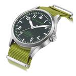 Men's Stainless Steel Quartz Watch with Sapphire 100 Meters Water Resistant (Army Green Nylon NATO Strap)