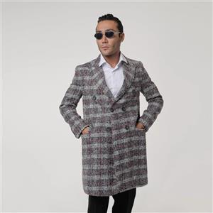 پالتو کوتاه مردانه مدل چهارخانه دبل برس ماهوت 4