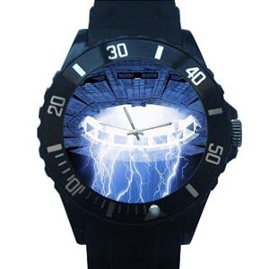 Novelty Gift Cool UFO Pattern Black Plastic Watch 