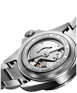 LOREO Mens Silver Stainless Steel Sapphire Glass Black Rotating bezel Men's Automatic date week Watch 