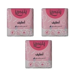 نوار بهداشتی نازک پنبه ریز مدل لایه سافت درای سایز L سه بسته 10 عددی