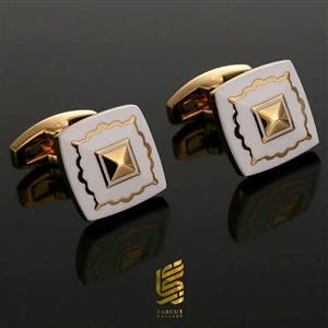 دکمه سردست طرح سبیل روکش طلای 18 عیار