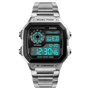 Mens Digital Square Face Sport Watch with Alarm Stopwatch LD Light Afterglow