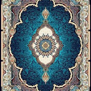فرش ماشینی 700 شانه طرح تاج محل سرمه ای