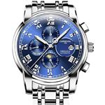 CARNIVAL Mens Automatic Machine Gold Stainless Steel Sapphire Waterproof Mens Multifunction Blue Watch