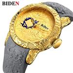 Men Fashion 3D Engraved Dragon Quartz Watch Luxury Brand Big dial Waterproof Sport Creative Wristwatches